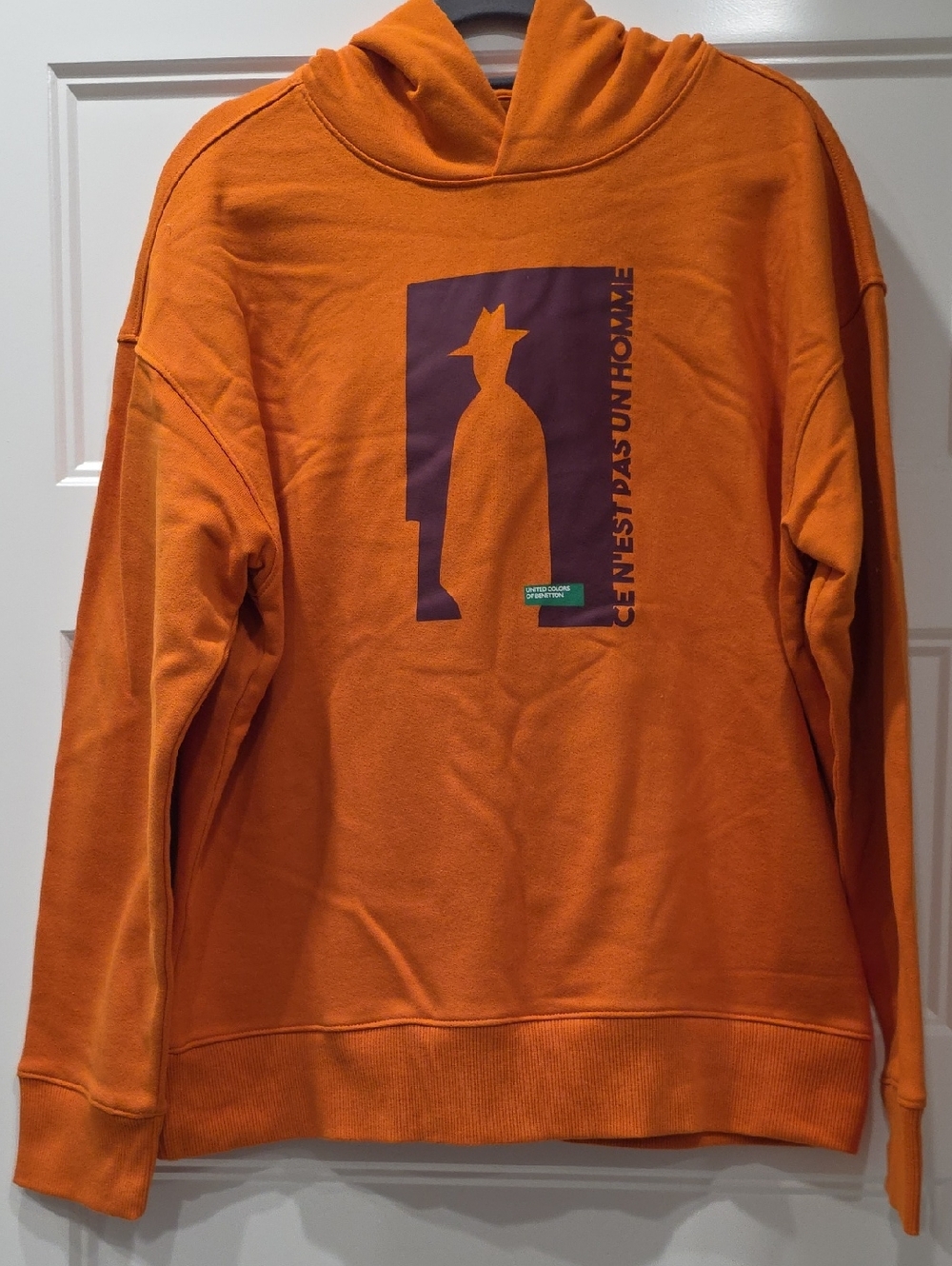 United Colors Of Benetton Orange Hooded Sweatshirt with Green Label
